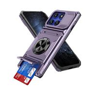 IMEIKONST Funda para Motorola Moto Edge 60 Pro con Cartera Tarjetero, Magnético Anillo Soporte Militar PC + TPU Bumper Antigolpes Armor Carcasa Rugged Caso para Moto Edge 60 Pro. Púrpura TCKB