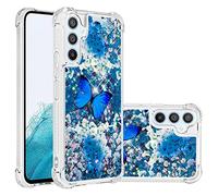IMEIKONST Funda para Samsung Galaxy A54 5G, Anti-Amarillo Carcasa Glitter Líquidos Sparkle Transparente Silicona Antichoque Niñas Mujeres Protector para Samsung A54 5G. Bling Blue Butterfly YB
