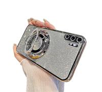 IMEIKONST Funda para Samsung Galaxy Note 10 Plus con Anillo de Soporte, Parte Trasera Transparente [No Amarillea] Antigolpes [Protección Grado Militar] Carcasa para Samsung Note 10+. Plata DS1