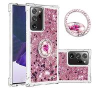 IMEIKONST Funda para Samsung Galaxy Note 20 Ultra con Anillo de Soporte, Diamante Transparente Case Silicona Antichoque Brillante Arena Movediza Carcasa para Samsung Note 20 Ultra. Amor Rosa Oro YBZ