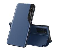 IMEIKONST Funda para Samsung Galaxy Note 20 Ultra, Smart View Flip Folio PU Cuero Carcasa con Clear Ventana Transparente, Stand Función 360 Grados Protección Completa para Note 20 Ultra. Azul QH1