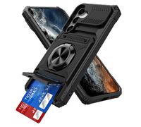 IMEIKONST Funda para Samsung Galaxy S23 FE con Cartera Tarjetero, Magnético Anillo Soporte Militar PC + TPU Bumper Antigolpes Armor Carcasa Rugged Caso para Samsung S23 FE. Negro TCKB