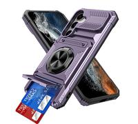 IMEIKONST Funda para Samsung Galaxy S25 FE con Cartera Tarjetero, Magnético Anillo Soporte Militar PC + TPU Bumper Antigolpes Armor Carcasa Rugged Caso para Samsung S25 FE. Púrpura TCKB