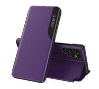IMEIKONST Funda para Samsung Galaxy S26 Ultra, Carcasa Slim Ligero Flip Libro Funda Translúcido View Ventana Transparente Standing Cover PC + PU Bumper Soporte Case para Samsung S26 Ultra. Morado QH1