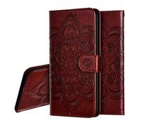 IMEIKONST Samsung Note 9 Funda Embossed Libro de Cuero Billetera Premium Phone Case Flip Folio Card Slot Holder Magnetic Stand Funda para Samsung Galaxy Note 9 N960 Mandala Brown LD