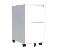 IMEITE Archivos Verticales Archivador de 3 cajones con Rueda, archivador móvil Metal for el hogar, Organizador Oficina, Blanco Debajo del Escritorio Taquillas de Oficina