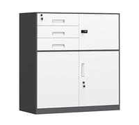IMEITE Archivos Verticales Archivador Vertical con Cerradura, casillero de 3 cajones for Oficina en casa, archivador, Soporte for Impresora, Completamente ensamblado, Gris Taquillas de Oficina