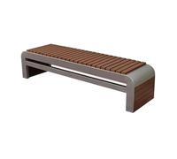 IMEITE Banco al Aire Libre Banco Al Aire Libre Comunidad Cuadrado Calle Doble Descanso De Madera Plástico Asiento Acero Inoxidable Banco de jardín(A 150CM)