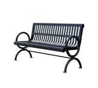 IMEITE Banco al Aire Libre Silla De Parque Hierro For Exteriores, Asiento Soldado Cuadrado Comunitario con Respaldo Banco Exterior Metal Negro Doble Banco de jardín(A,180CM)