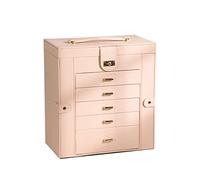IMEITE Bolsa De Maquillaje Caja de Almacenamiento de joyería de Cuero Multifuncional, cajón Multicapa de Gran Capacidad, Caja de Almacenamiento de joyería con asa Organizador De Perfumes(A)