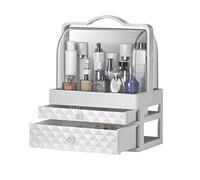 IMEITE Bolsa de maquillaje portátil para cosméticos, para el cuidado de la piel, armario de almacenamiento de escritorio, estante de gran capacidad, adecuado para baño, dormitorio, tocador,