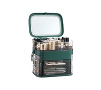 IMEITE Bolsa de maquillaje portátil para guardar cosméticos y productos para el cuidado de la piel, espejo con lámpara y estante de escritorio, adecuado para baño, dormitorio, tocador, organizador de