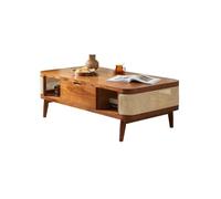 IMEITE Decoración De La Casa Mesa de Centro de ratán con cajones for Sala de Estar, práctica y Sencilla, Mueble de Madera, Mesa de Centro de Color Nogal Mesas De Centro para Sala De Estar