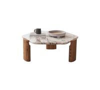 IMEITE Decoración De La Casa Mesa De Centro De Terrazo De Madera Maciza De Nogal Negro, Tamaño Pequeño, Mesa De Centro Redonda De Mármol Mesas De Centro para Sala De Estar