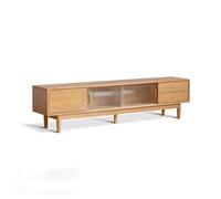 IMEITE Entertainment Center - Armario de almacenamiento central de madera maciza de 200 cm, moderno mueble de puerta corrediza de vidrio adecuado para sala de estar, hoteles, salas de conferencias