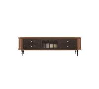 IMEITE Entertainment Center - Centro de entretenimiento vintage de madera maciza de 200 cm, color nogal y negro para sala de estar, adecuado para hoteles y salas de conferencias, soportes de TV para