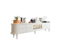 IMEITE Entertainment Center - Consola de madera maciza lacada blanca de 200 cm, armario de almacenamiento retro para sala de estar, centro de entretenimiento adecuado para hoteles y salas de