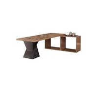 IMEITE Escritorio De Esquina Muebles Chinos Sencillos de Madera Maciza, Mesa Grande con Mueble Auxiliar for té, Ideal for la Sala Estar, Oficina y for Preparar Escritorio De Computadora