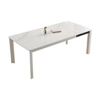 IMEITE Mesa De Reuniones De Oficina Mesa de Comedor Extensible Rock Slab, Rectangular, Color Crema, Ideal for Apartamentos pequeños Mesa De Comedor