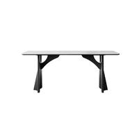IMEITE Mesa De Reuniones De Oficina Mesa de Comedor Madera Negra Rectangular Moderna Sencilla Pizarra Blanca Mesa De Comedor(160x80x75cm)