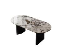 IMEITE Mesa De Reuniones De Oficina Mesa de Comedor mármol Retro for el hogar, Estilo Villa, Ovalada y Alta Gama Mesa De Comedor