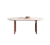 IMEITE Mesa De Reuniones De Oficina Mesa de Comedor Retro Madera Maciza con losa Roca y Nogal Ovalada for el hogar Mesa De Comedor(160x80x75cm)