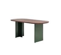 IMEITE Mesa De Reuniones De Oficina Mesa de Comedor Retro Madera Maciza Verde Oscuro, Sencilla, Ovalada for el hogar Mesa De Comedor