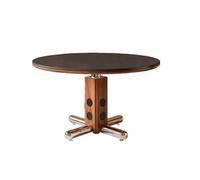 IMEITE Mesa De Reuniones De Oficina Mesa Redonda De Acero Inoxidable For El Hogar, Estilo Retro, For Apartamento Pequeño, Madera Maciza, con Placa Roca, Comedor Mesa De Comedor(A:110CM*110CM*75CM)