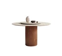 IMEITE Mesa De Reuniones De Oficina Mesa Redonda de Madera nórdica for el hogar, Comedor, Moderna, Sencilla, Estilo Retro, con Placa Roca Mesa De Comedor(150x150x75cm)