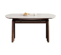 IMEITE Mesa De Reuniones De Oficina Mesa Redonda Plegable Retro for el hogar, Mesa de Comedor retráctil con Placa Roca Mesa De Comedor(1.3m)