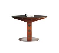 IMEITE Mesa De Reuniones De Oficina Mesa Redonda Retro con Patas de Metal for Comedor, Estilo nórdico, Madera Maciza, Placa Roca Mesa De Comedor(120x120x76cm)