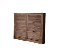 IMEITE Organizador De Zapatos 180×25×120cm Zapatero con Puertas de Persianas de Nogal, Armario Entrada Delgado, Almacén Abatible Multinivel Organizador De Zapatos para Entrada