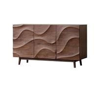 IMEITE Organizador De Zapatos Gabinete Lateral Simple Arte De Sala Estar Entrada Zapatero Integrado Madera Maciza Aparador Ondulado Nogal Negro Organizador De Zapatos para Entrada