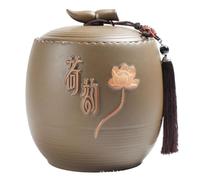 IMEITE Tarro De Azúcar Recipiente for almacenar té Suelto, Tarro de cerámica, pequeño Sellado, Juego Chino Retro, Caja Regalo un Solo Bote De Té(A)