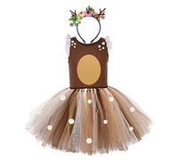 IMEKIS Disfraz de Calabaza de Halloween para Niña Edad de Piedra Vestido de Niña de Las Cavernas Princesa Navidad Santa Reno Jirafa Tutú de Tul con Diadema Navidad Carnaval Cosplay Traje de Fiesta