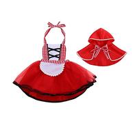 IMEKIS Disfraz de Caperucita Roja para Bebé Niña Vestido de Fiesta de Carnaval Cuento Vestido de Princesa Vestido de Cosplay de Cumpleaños con Capa Conjunto de Navidad
