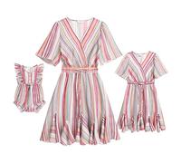 IMEKIS Madre e hija vestidos a juego mujeres niñas manga corta casual vestido de verano para padres niño vestido bohemio momia y yo estampado de leopardo vestido de familia a juego, carbón, XL
