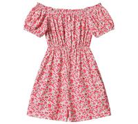 IMEKIS Mamá e hija Traje a juego para mujer niña con hombros descubiertos con estampado floral mono corto boho mono de verano con bolsillos, rojo, M