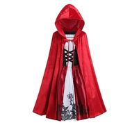 IMEKIS Niña Caperucita Roja Disfraz de Princesa Carnaval de Halloween Vestido con Capa de Capucha 2 Trajes de Fiesta de rol de Cumpleaños Rojo 6-7 años