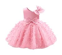 IMEKIS Vestido de bautizo sin mangas para niños, bebé, niña, cumpleaños, princesa, mariposa, volante, tutú, flor, boda, fiesta, elegante, formal, vestido de fiesta, Rosa., 5-6 Años