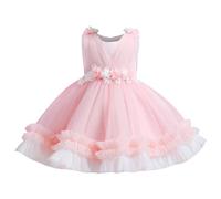 IMEKIS Vestido de bautizo sin mangas para niños, bebé, niña, sin mangas, cuello redondo, flores, volantes, tul, tutú, princesa, vestido de flores, vestido de boda, vestido de fiesta, vestido de