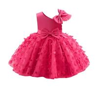 IMEKIS Vestido de bautizo y cumpleaños para niña bebé, sin mangas, de princesa con mariposa, volantes, tutú, flores, para boda, fiesta, desfile, elegante, formal, vestido de gala, rosa oscuro, 5-6