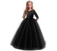 IMEKIS Vestido de princesa para niña, elegante, flores de encaje, vestido de fiesta, dama de honor, vestido de boda, cumpleaños, tul, vestido maxi, festivo, comunión, vestido de noche, vestido de