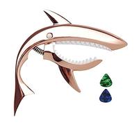 Imelod Guitarra de aleación de zinc Cejilla Shark Cejilla para guitarra acústica y eléctrica con buena sensación de la mano, sin traste y duradero(Rosa Dorado)