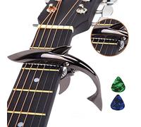 Imelod Guitarra de aleación de zinc Cejilla Shark Cejilla para guitarra acústica y eléctrica con buena sensación de la mano, sin traste y duradero(Negro)