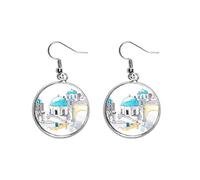 Imerovigli Village in Santorini Grecia - Pendientes colgantes de plata para mujer, Metal Plata