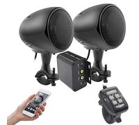 iMESTOU Amplificador de Motocicleta Sistema de Audio con AUX, MP3, Radio FM, 4 Pulgadas Rango Completo Impermeable Bluetooth Altavoces estéreo, Apto para Manillar de 1 a 1.5 Pulgadas, Motocicletas