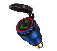 iMESTOU Cargador de Enchufe DIN Hella de Aluminio de 30W a Tipo C y Carga Rápida USB 3.0 Adaptador DIN de Motocicleta a Prueba de Agua para Enchufe DIN Hella de 12V-24V/BMW Ducati Triumph