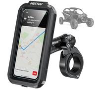 iMESTOU Soporte Impermeable para Teléfono Móvil ATV con Bola de 25mm Brazo de Sujeción Grande, Apto para ATV UTV.. 1,5''/1,75''/1,85''/2''/2.1'' Manillar, para Smartphones de 5,5"-6,8"(Talla L)