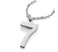 iMETACLII Números Arábigos Número 7 Colgante, Collar de Mujer Hombre, Acero Inoxidable, Ajustable Cadena Cuerda